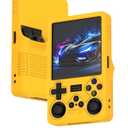 Case for R36S Plus, Silicone Cover Shell Anti-Slip, Shock Proof, Soft Protective Case for R36S Plus Handheld Game Console Accessories with Lanyard - Yellow