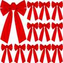 KIMOBER 12PCS Large Red Velvet Christmas Bows, 13 X 9 Inches Decorative Christmas Wreath Bows for Xmas Tree Garland Party Decoration