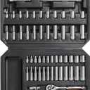 VEVOR Socket Set, 1/4 Inch Drive Socket and Ratchet Set, 6-Point Socket Opening, 54 Pieces Tool Set SAE and Metric, Deep and Standard Sockets, 5/32-9/16 in, 4-14 mm, with Accessories, Storage Case