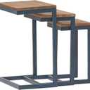 Savannah Fir Wood and Iron Nesting Side Tables (Set of 3) - Antique Brown