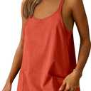 ANRABESS Women Athletic Dress Summer Tennis Workout Active Sports Mini Romper Dress Built in Shorts Travel Vacation Clothes (Small, Red)