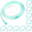 10 Pack 7Ft Adult Oxygen Nasal Cannula, Soft Oxygen Tubing for Adult, Cannula Nasal Tubing with Soft Curved Nose Piece, High Flow Lightweight Tube (Green)
