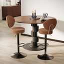 Swivel Bar Stools Set 2, Adjustable Height Suede-Like Leather Brown | Counter Height Stools with Back, Tall Armless Modern Bar Chair for Kichen Island, Height Adjust 24.02"-31.89", 360° Swivel