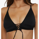 Women's Standard Lace-up Halter Bikini Top, Adjustable, Tie Back, Swimwear Separates XL Black