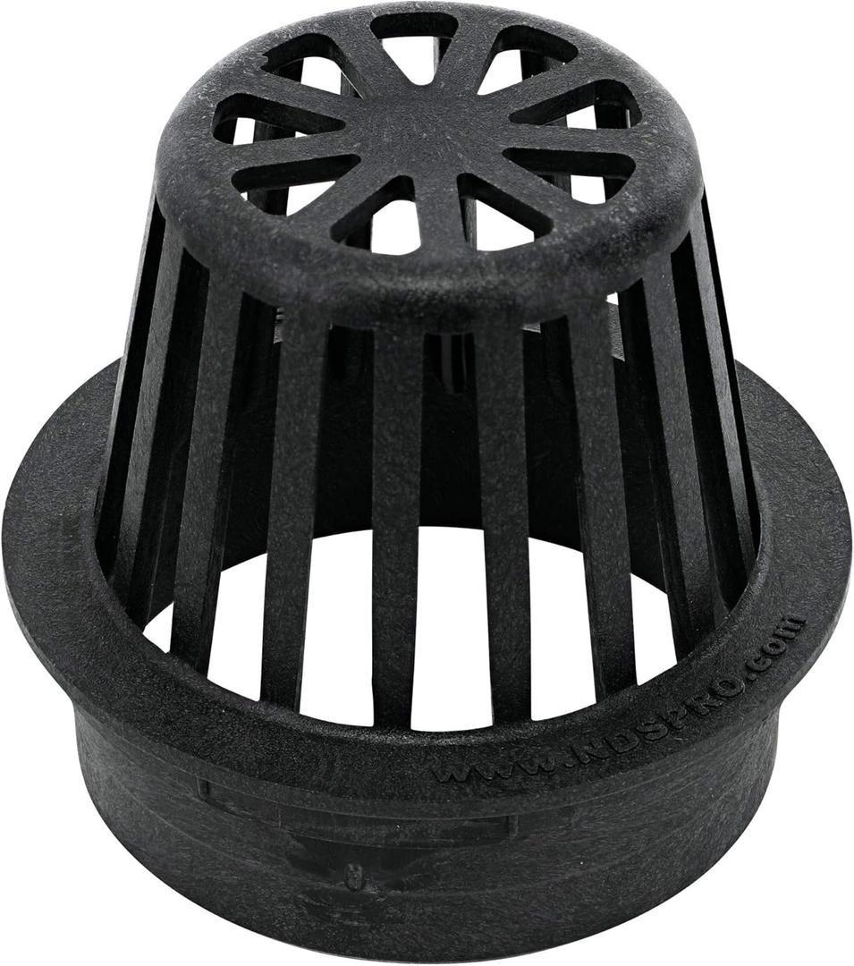 NDS 78A* 4-Inch Round Atrium Drain Grate Cover for 4-Inch Sewer and Drain Pipe Fittings, for Small Lawns, Landscaping and Patios, Black