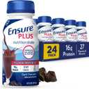 Ensure Plus Dark Chocolate Nutrition Shake | Meal Replacement Shake | Ready to Drink | 16g Protein and 27 Vitamins and Minerals | 8 fl oz - 24 Pack (EXP 10/01/27)
