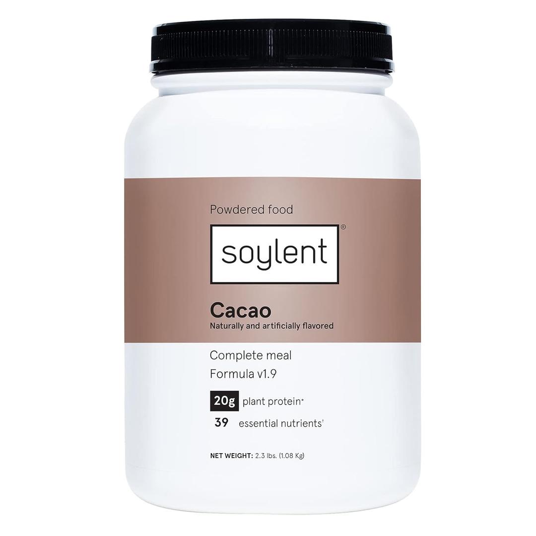 Soylent Complete Nutrition Meal Replacement Protein Powder, Cacao - Plant Based Vegan Protein, 39 Essential Nutrients - 36.8oz (36.8 Ounce (Pack of 1)), Best By: 07/08/25