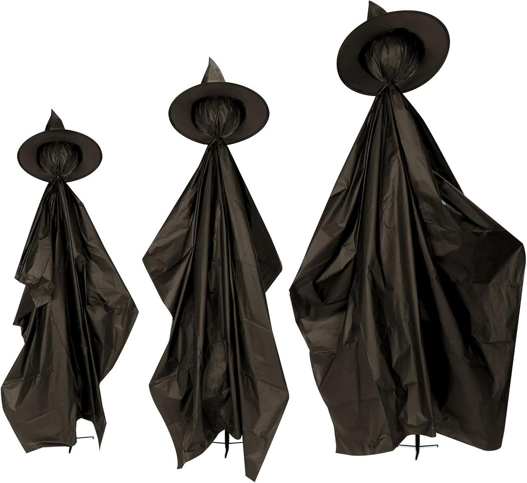 Halloween Witch Outdoor Decorations Set of 3, 3FT 4FT 5FT Yard Lawn Garden Props with Stakes, Witch Halloween Decor for Outside, Garden, Lawn, Entryways