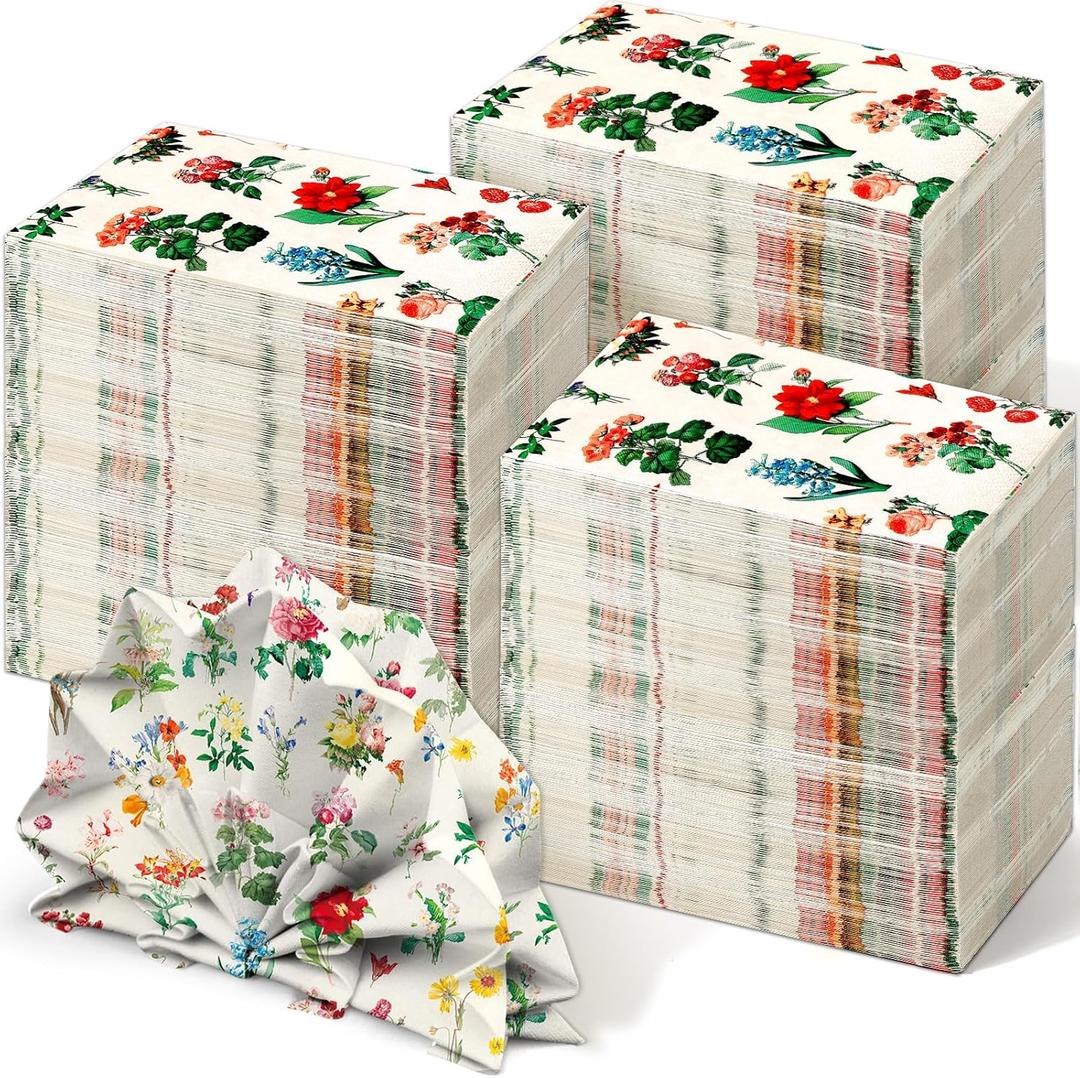120 Pack Floral Paper Napkins Disposable Hand Towels for Party and Bridal & Baby Shower, Watercolor Floral Napkins Paper Hand Towels for Bathroom Guest Towels Paper for Bathroom Wedding Birthday Party