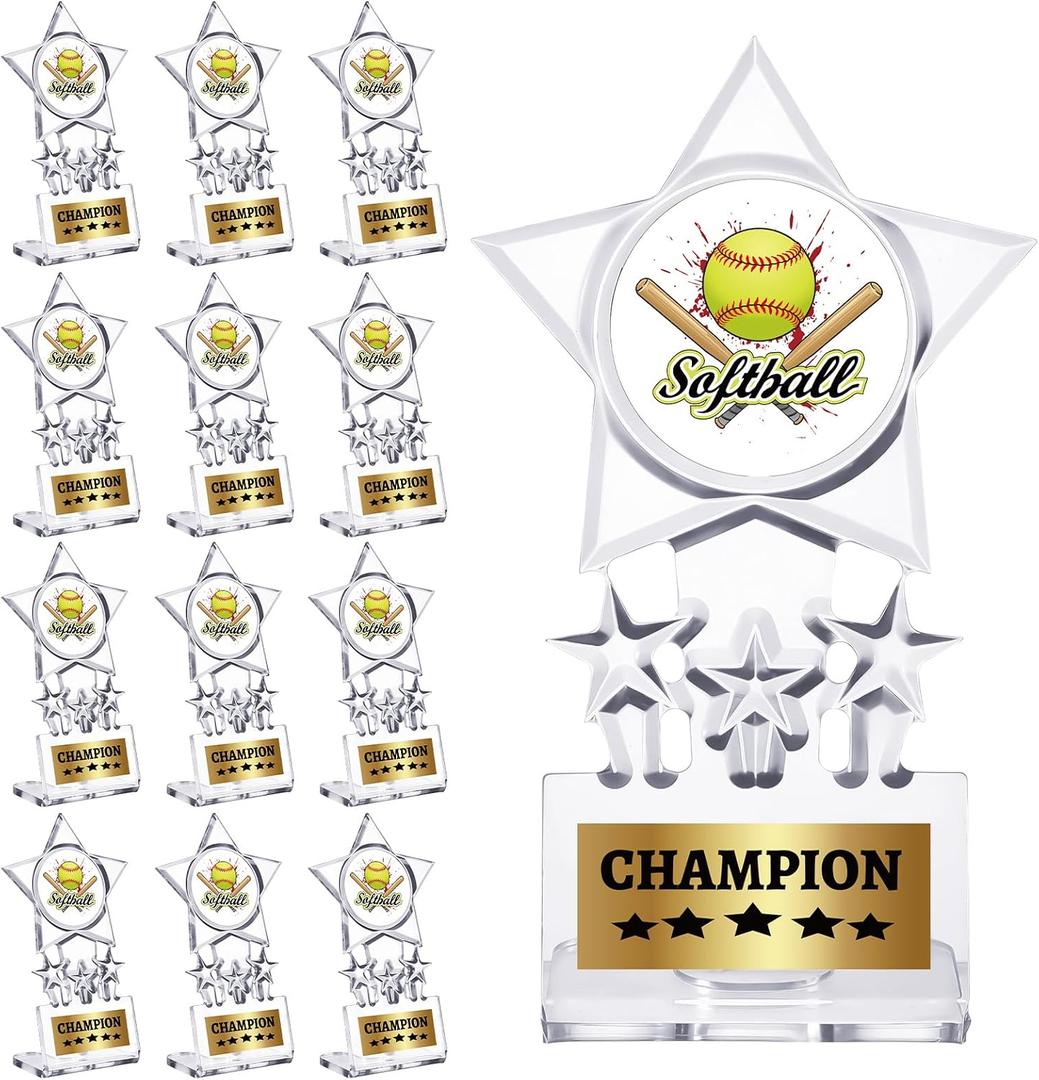 Tondiamo 12 Pcs Acrylic Champion Trophy, Winner Prizes Champion Trophies Awards for Sports Competition Prizes Souvenir Gift Decoration