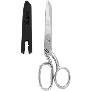 LIVINGO 8" Professional Heavy Duty Tailor Fabric Scissors, Dressmaker Sewing Classic Stainless Steel Ultra Sharp Forged Shears, Bent A-silver