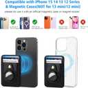 nuoku Leather Magnetic Card Holder, Intended for Magsafe Wallet Compatible with Airtag Holder, Magnetic Wallet for iPhone 15/14/13/12 Series, Not for 13 Mini/12 Mini, Max Hold 7 Cards (Black)