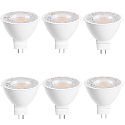 GEPLAD 6 Pack MR16 GU5.3 LED Bulbs, 5W 450 Lumens 3000K Soft White, 50W Halogen Equivalent, 38° Beam Angle, 12V-24V AC/DC, for Indoor/Outdoor Track & Recessed Lighting, Non-Dimmable