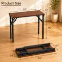 Folding Table Computer Desk - 35.8" No Assembly Folding Desk Design and Foldable Office Desk, Small Desk for Bedroom, Compact Storage Portable Use for Dorm and RV Small Space, Dark Walnut