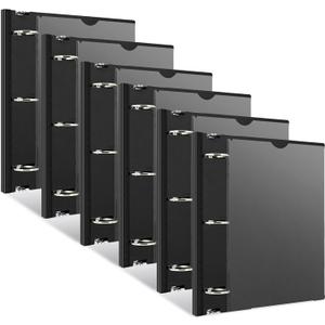 INFUN 1.5 Inch Telescoping 3 Ring Binder - 6PCS, Flexible Round Binder with Customizable Front Cover and Clear Catalog Pocket, 1.5Inch Rings, 370 Sheet Capacity-Black