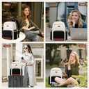 LOVEVOOK Laptop Backpack for Women with Pouch Pocket for Large Capacity Cup,15.6 Inch Laptop Computer Bag Travel Backpack Purse,Waterproof Work Business Backpack College Teacher Bags,Beige-Black-Brown