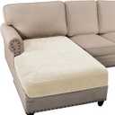 H.VERSAILTEX Stretch Sofa Cushion Covers Chenille Chaise Cushion Cover Thick Soft Sectional Couch Covers for L Shaped Sofa Both Left/Right All Seasons Universal(Chaise Cushion Cover, Beige)