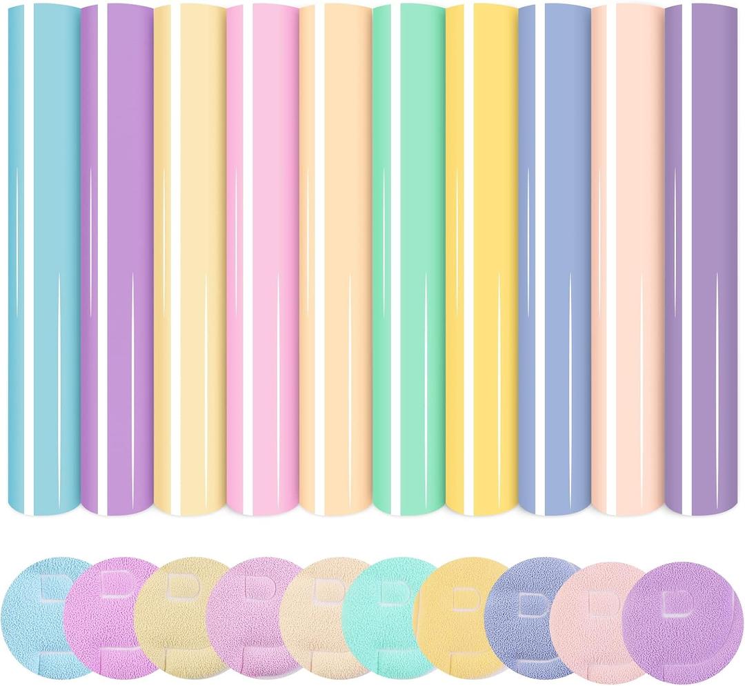 Tintnut 3D Puff Vinyl Heat Transfer - 10 Sheets 12inches X 10inches Pastel Puff HTV Puff Heat Transfer Vinyl 3D Puffy Iron On Vinyl for T-Shirts DIY