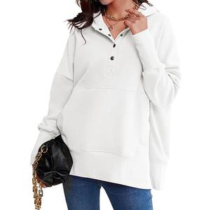 AlvaQ Womens Oversized Sweatshirts Hoodies Fleece Button Neck Hooded Tops Casual Pullover Tunics Winter Outfits 2025 L