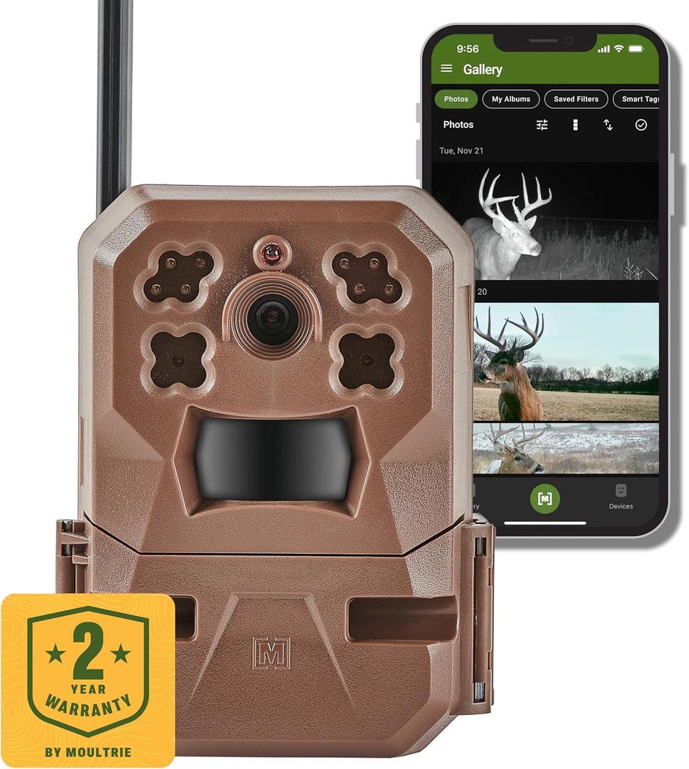 Moultrie Edge Cellular Trail Camera - Auto Connect - Nationwide Coverage - 720p Video with Audio - Built in Memory - Cloud Storage - 80 ft Low Glow IR LED Flash