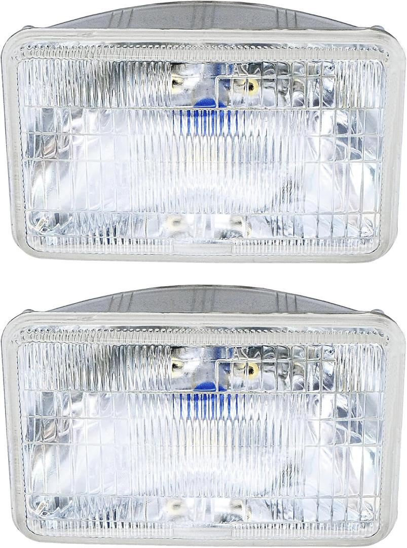 TOJIO A Pair of H4656 Super Vision Crystal Headlight, Halogen Sealed Beam Headlight, (5square,127mm), Replaces# H4656 (a pair)