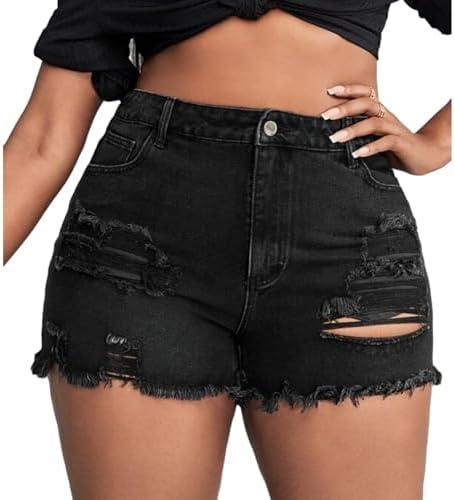 GAGELE Plus Size Denim Shorts Women High Waisted Stretch Summer Jean Shorts