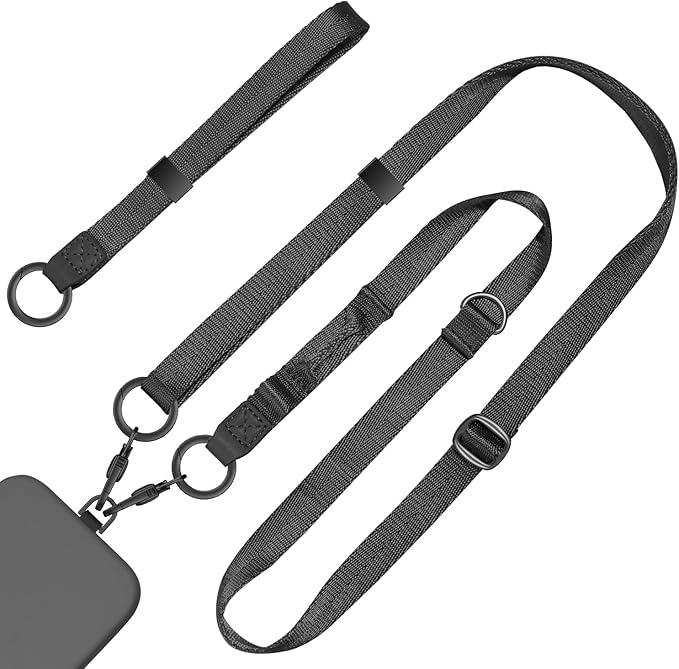 Posadina Phone Lanyard 2 in 1, Anti Theft Phone Strap Crossbody for Women, Adjustable Phone Wrist Strap with 2 Pack Tether Tabs