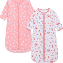 Miracle Baby Long Sleeve Sleep Sack 2 Pack Wearable Blanket Baby 100% Cotton Sleeping Bag for Newborn Infant Toddler 0-6m
