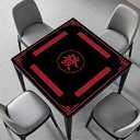 Mahjong Mat, 31.5 in x 31.5 in Mahjong Table Mat for Tile Game, Anti Slip and Noise Reduction Table Cover for Poker Card Board and Dominoes(Black)