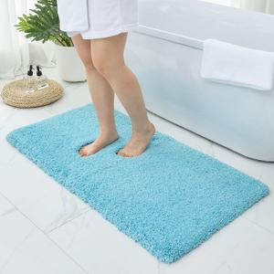 Bathroom Rugs Non Slip Washable 48x24, Ultra Thick Soft Microfiber Absorbent Bath Mats, High Density Foam Latex Non Slip Backing Bath Rugs, Fluffy Floor Carpet for Tub&Shower, Teal