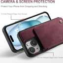 Vinich for iPhone 15 Plus Wallet Case with Card Holder, RFID Blocking Credit Slots Kickstand Shockproof Phone Cover Fit for iPhone 15 Plus 6.7" Burgundy