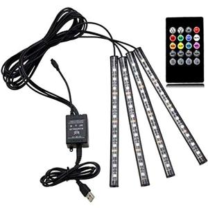 Generic 12 SMD 5V LED RGB Decorative Car Light , Car Port Ambient Light Car Styling Music 7 Colourful Control Interior Atmosphere Lamp with remote control