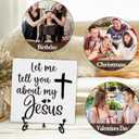 Christian Quotes Decorative Sign, Let Me Tell You About My Jesus, Wooden Sign With Metal Stand, Bible Verse Sign Decor, For Home Office Desk Decor, Christian Gifts For Family Coworker, A21