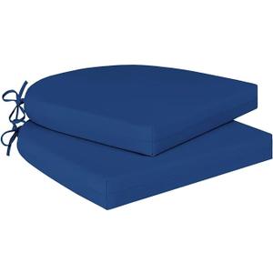 Cozyide Outdoor Chair Cushions, Waterproof Patio Seat Cushions with Adjustable Straps, Round Corner Patio Chair Cushions for Garden, Royal Blue, 17x16x2 Inch (Pack of 2)