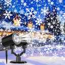 Christmas Projector Lights Outdoor, GUSODOR Dynamic Snowflake Projector IP65 Waterproof 360Rotating LED Projection Lights for Indoor Outdoor Christmas Decoration, Holiday, Yard Decor-Dual-Head B (White)