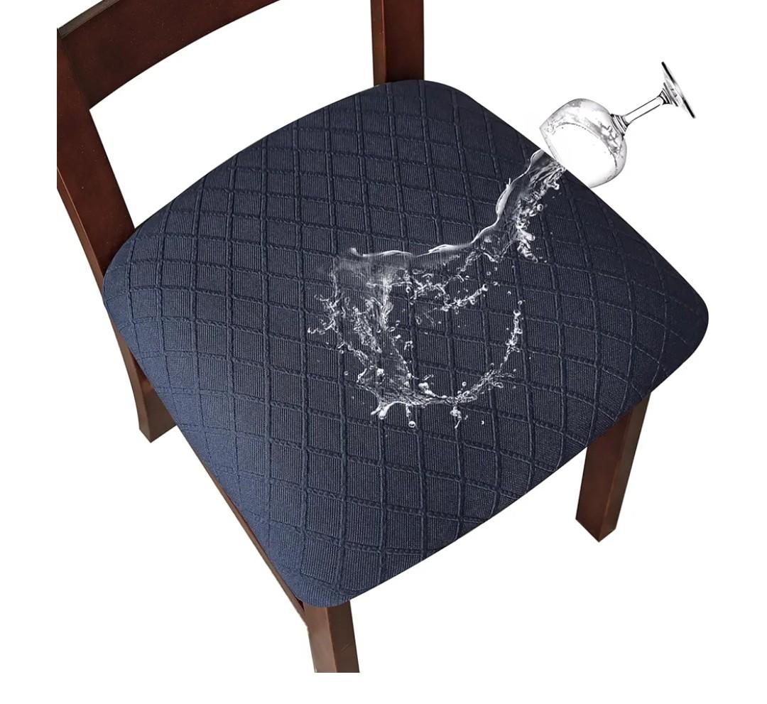 Genina Waterproof Seat Covers for Dining Room Chairs Covers Dining Chair Cover Kitchen Chair Covers (Navy Blue, 4 Pcs)