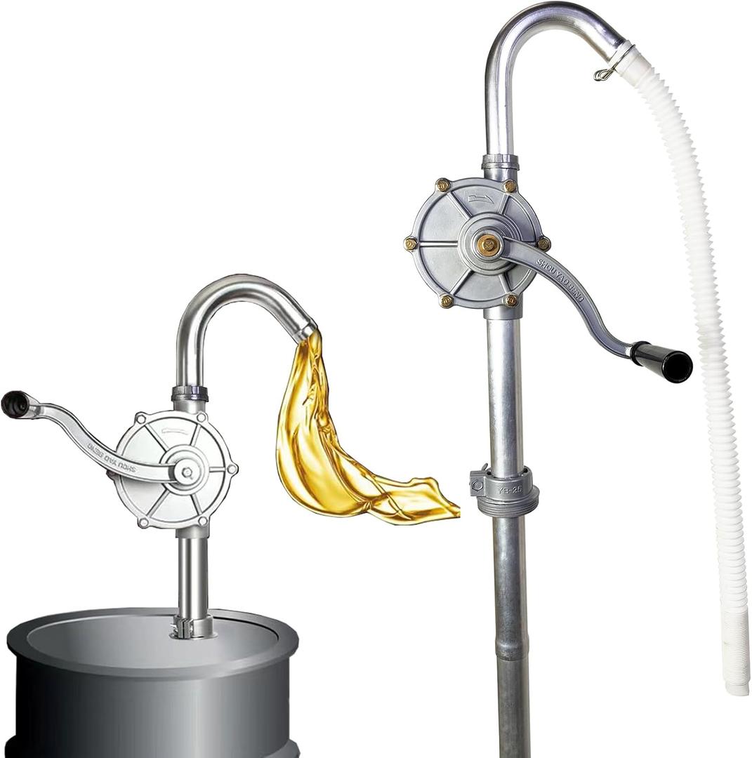 55 Gallon Drum Pump, Barrel Pump for engine oil, diesel fuel, gasoline, kerosene, Hand Pump for 55 Gallon Drum, 50, 5, 15, 30 gal Drum (Black)