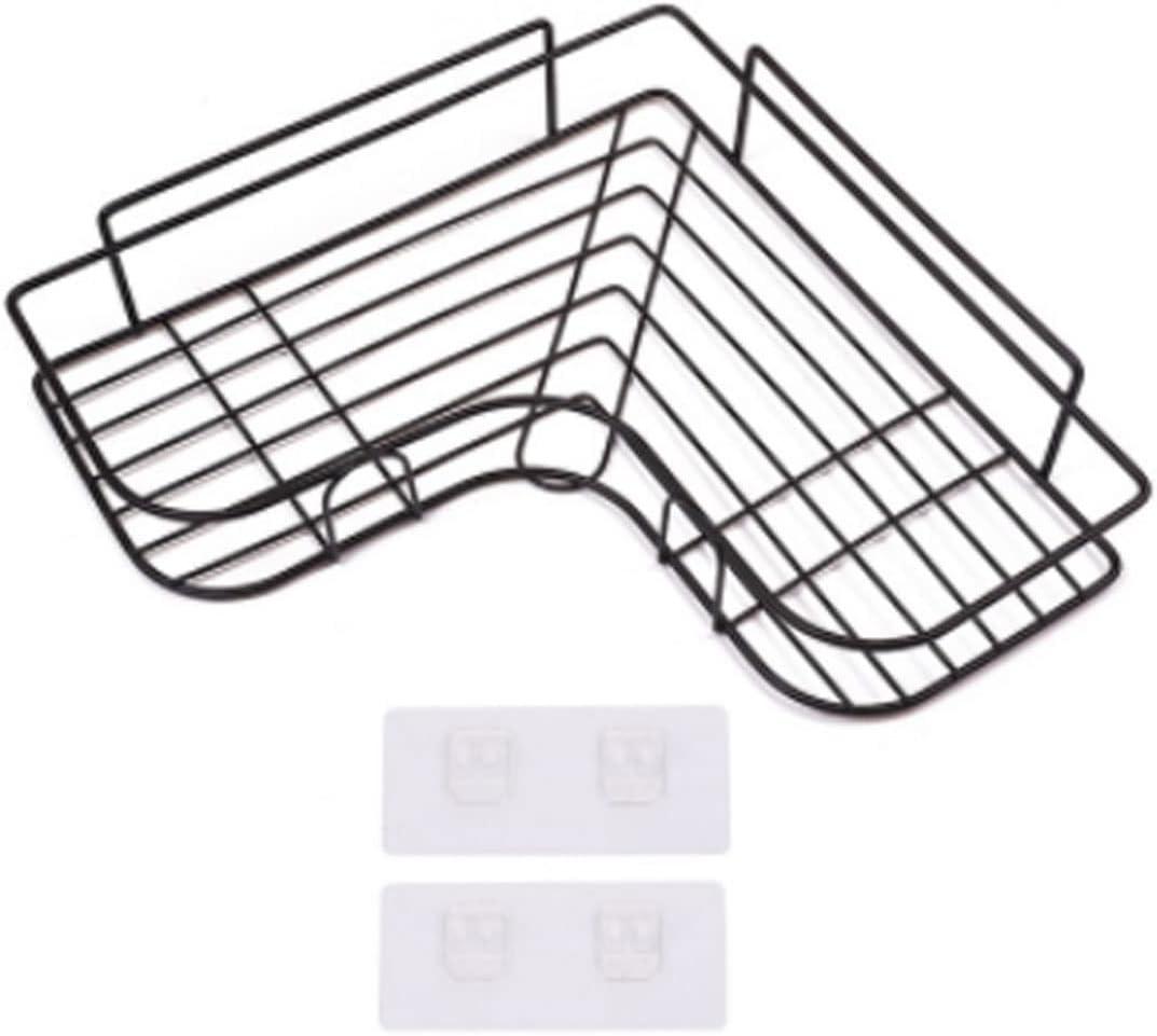 XTYPE Iron Bathroom Corner Frame Shelf Punch-Free Storage Rack Shower Kitchen Wall-Mounted Storage Organizer Rack Bathroom Accessories (Color : Black)
