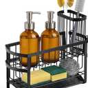 Kitchen Sink Organizer Caddy, 2 Tier Sink Caddy Organizer with High Brush Holder, Rust-Proof Countertop Rack (Black 10.6 * 4.3 * 5.7") for Kitchen Accessories & Dish Brushes