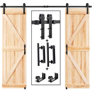 EaseLife 8 FT Double Sliding Barn Door Track and Handle Hardware Kit,Basic J Pulley,Slide Smoothly Quietly,Easy Install (8FT Track Kit for 20"~24" Wide Double Door) EaseLife 8 FT Double Sliding Barn Door Track and Handle Hardware Kit,Basic J Pulley,Slide Smoothly Quietly,Easy Install (8FT Track Kit for 20"~24" Wide Double Door)