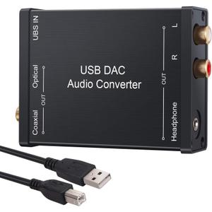 LiNKFOR USB to SPDIF Coaxial RCA and 3.5mm Headphone Jack Converter - Optical Audio Adapter - PCM for Windows, Mac, PS4, PS3