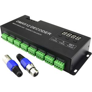 AKEPO LED DMX 24CH Digital Display Decoder, Dimming Driver LED DMX512 Controller for RGB Strip Light DC5-24V 3A/CH (24 Channel with Display)