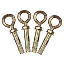 M6 Shoulder Eye Bolts Anchor, 3/8" x 1-1/2" Screw Expansion Sleeve Bolt with Ring, 3.38" Length Carbon Steel Concrete Wall Brick Anchor Fastener (4 pcs)
