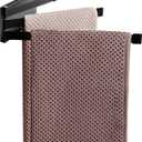 Swing Towel Holder Rack Matte Black, Wall Mounted Towel Bar Swivel with 3-Arm for Bathroom Kitchen Storage