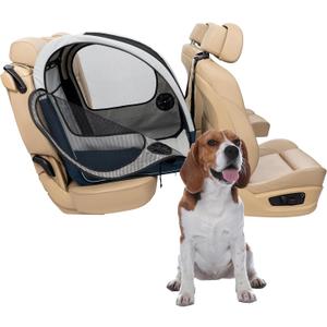 PetSafe Happy Ride Collapsible Travel Crate - Safe Travel Containment with Heavy Duty Aluminum Frame, Mesh Windows, Convenient Storage Pockets & Secure Seat Belt Access - Road Trip Crate