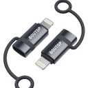 [MFi Certified] 36W USB C to Lightning Adapter (2 Pack) - Support PD Fast Charging/Data Sync, with Anti-Lost Silicone Holder for iPhone iPad AirPods, Reduces Cable Clutter (Dark Gray)