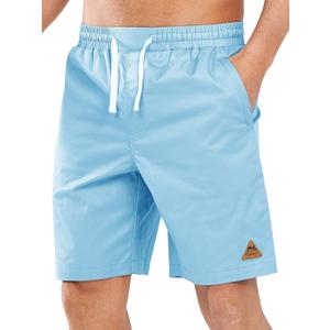 NORTHYARD Mens 9 Inch Casual Cotton Board Shorts Zipper Pockets Quick Dry | Golf, Beach, Work, Hiking, Fishing, Drawstring, Elastic Waist, Pull On, Lightweight, Travel (Blue, L)