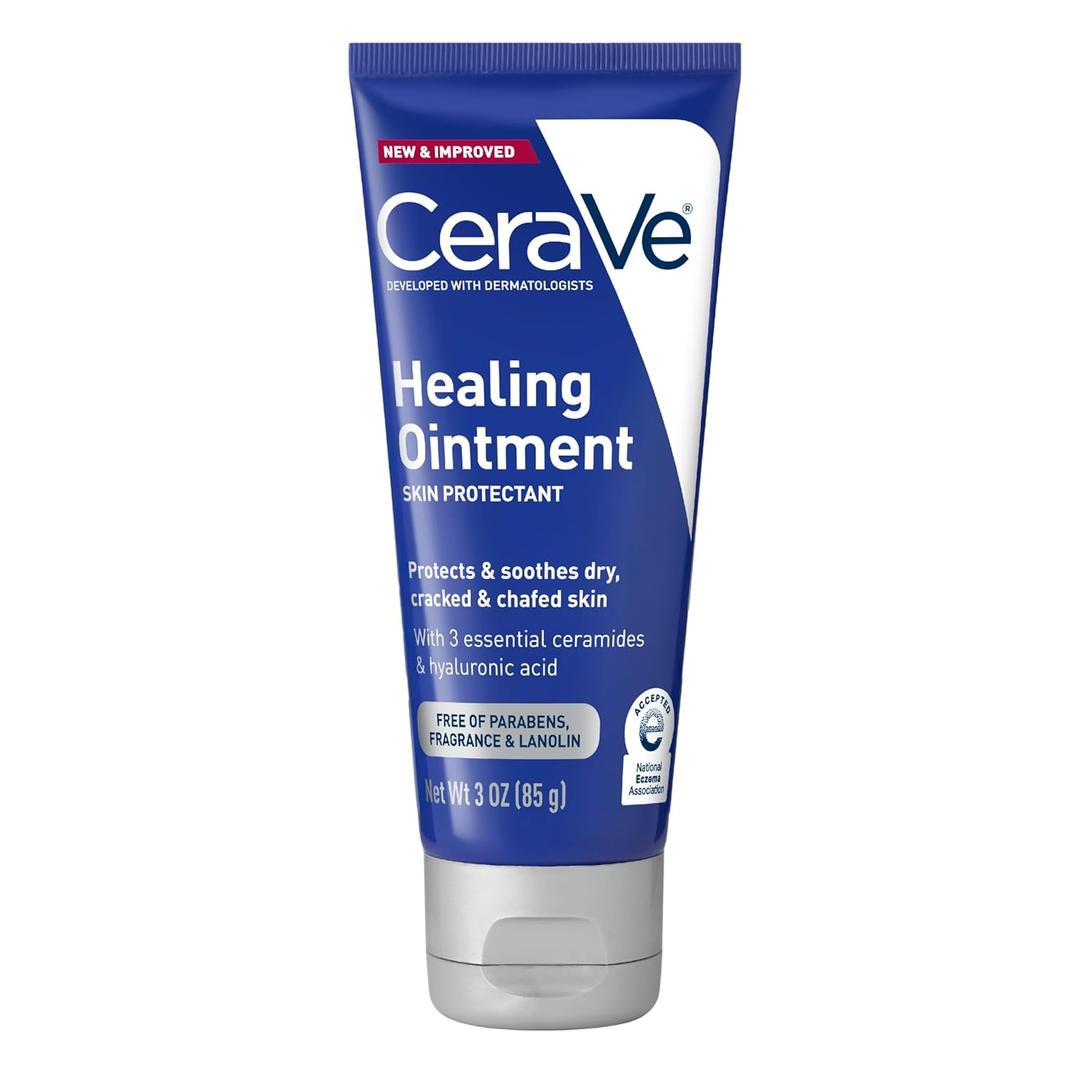 CeraVe Healing Ointment, Hydrating Skin Protectant With Petrolatum, Hyaluronic Acid & Ceramides, Face & Body Skin Barrier Repair For Cracked, Chafed, Dry Skin, Fragrance Free & Lanolin Free, 3 Oz (3 Ounce (Pack of 1))