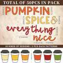 2 x AnyDesign 50Pcs Fall Letter Coffee Cup Cutouts with 100Pcs Glue Points Pumpkin Spice & Everything Nice Cardboard Cut-Outs Muticolor Coffee Cup Paper Cutting for Office Home Autumn Theme Party Decor