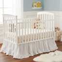 Hahafelt White Crib Skirt Dust Ruffle 28" x 52" with 16" Drop100% Washed Cotton Baby Bed Crib Skirt for Boys & Girls' Cribs, Durable & Fade - Resistant Nursery Bedding, Fits Standard Cribs (Boho)